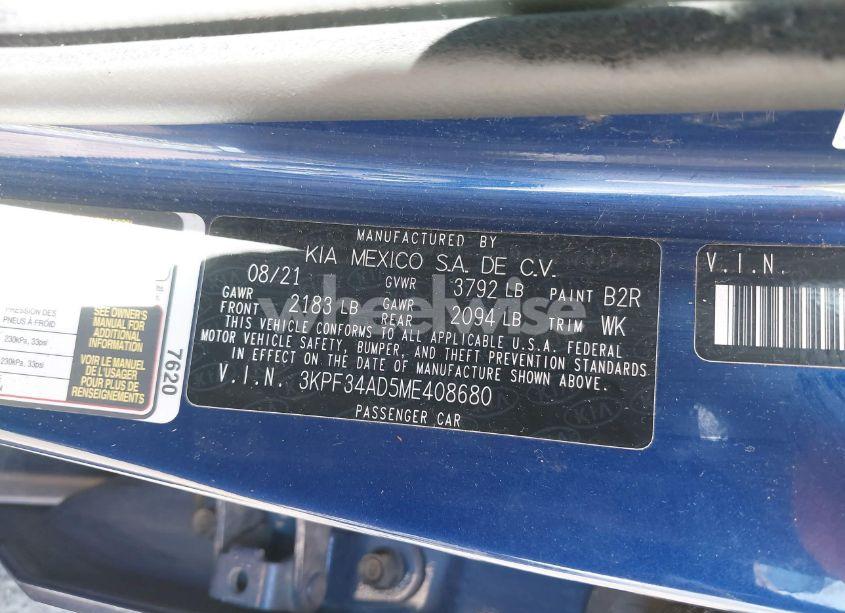 Photo 9 of 2021 Kia Forte GT-LINE (VIN 3KPF34AD5ME408680)