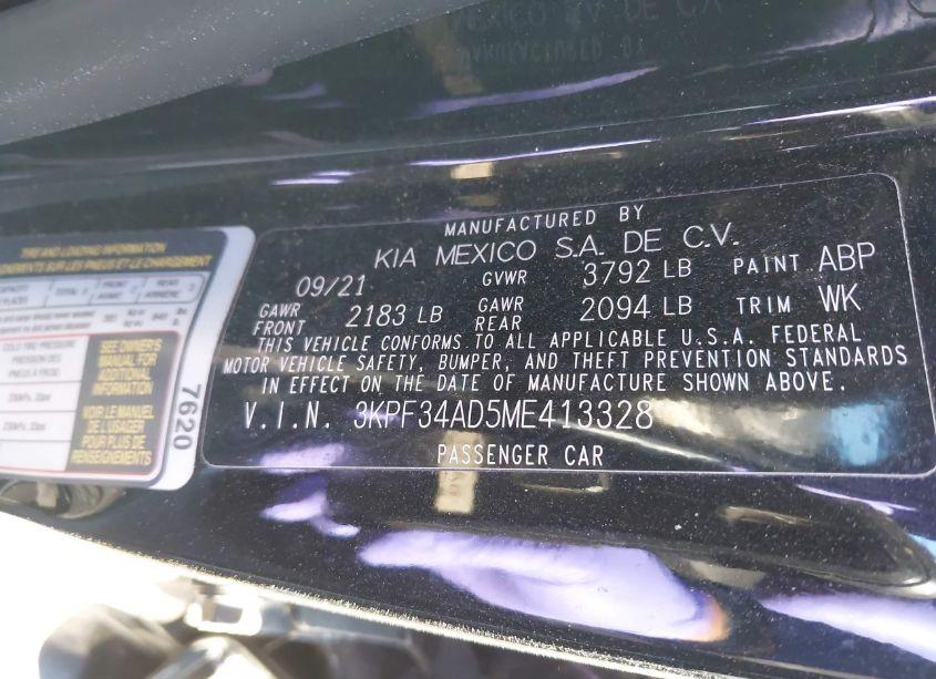 Photo 9 of 2021 Kia Forte GT-LINE (VIN 3KPF34AD5ME413328)
