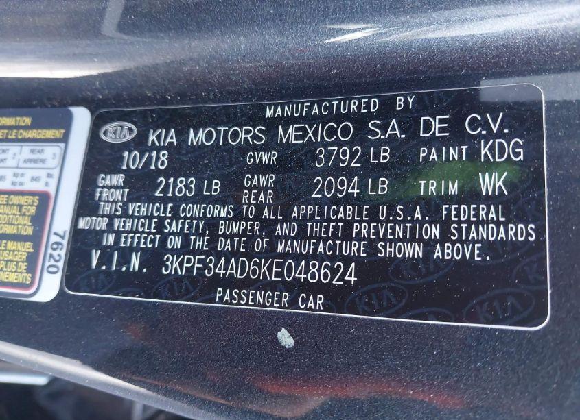 Photo 9 of 2019 Kia Forte S (VIN 3KPF34AD6KE048624)