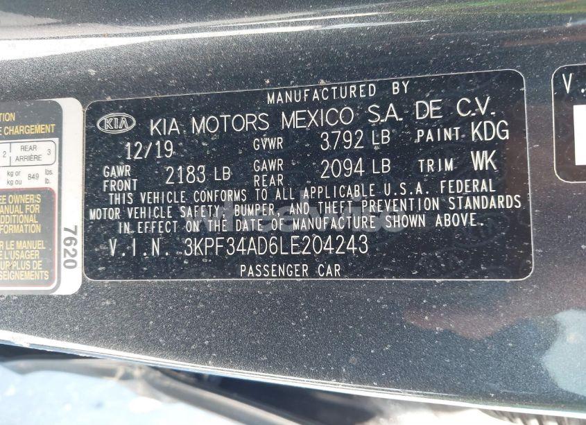 Photo 9 of 2020 Kia Forte GT-LINE (VIN 3KPF34AD6LE204243)