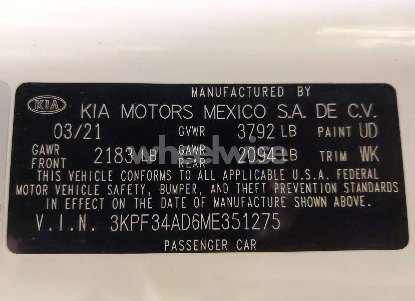 Photo 9 of 2021 Kia Forte GT-LINE (VIN 3KPF34AD6ME351275)