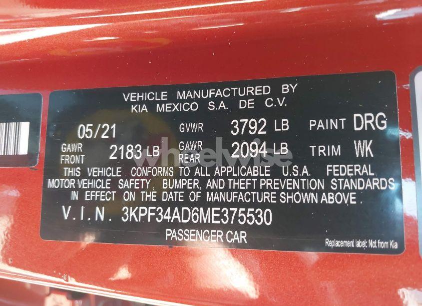 Photo 9 of 2021 Kia Forte GT-LINE (VIN 3KPF34AD6ME375530)