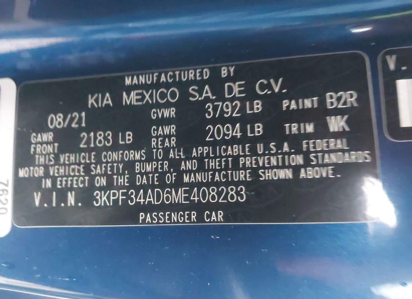 Photo 9 of 2021 Kia Forte GT-LINE (VIN 3KPF34AD6ME408283)