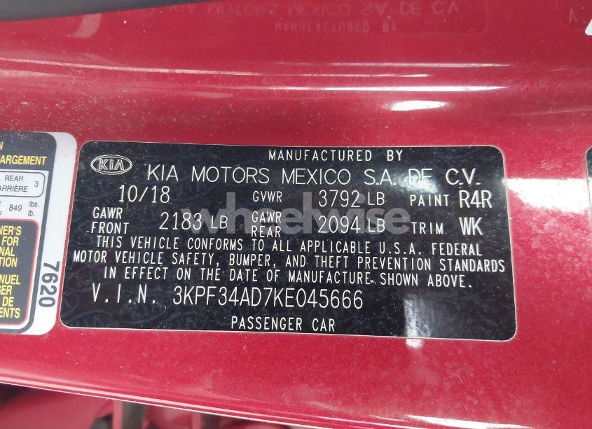 Photo 9 of 2019 Kia Forte S (VIN 3KPF34AD7KE045666)