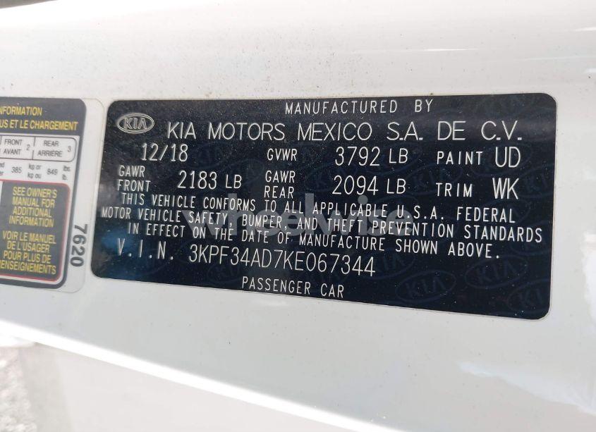 Photo 9 of 2019 Kia Forte S (VIN 3KPF34AD7KE067344)