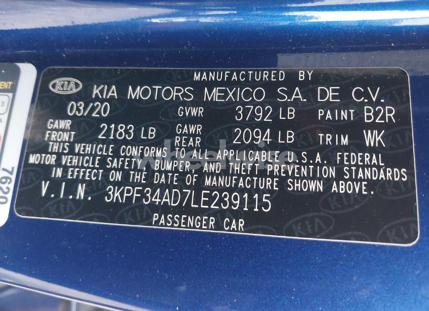 Photo 9 of 2020 Kia Forte GT-LINE (VIN 3KPF34AD7LE239115)