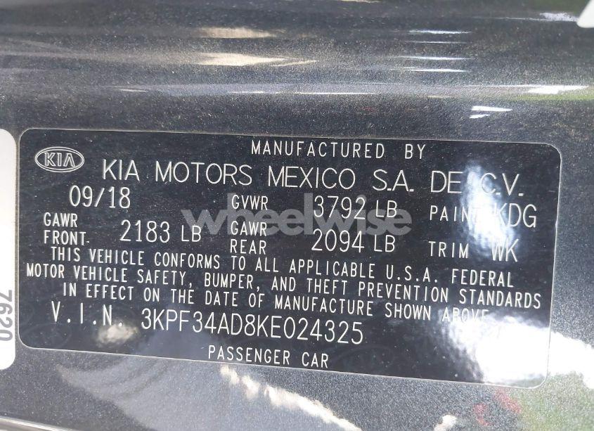Photo 9 of 2019 Kia Forte S (VIN 3KPF34AD8KE024325)