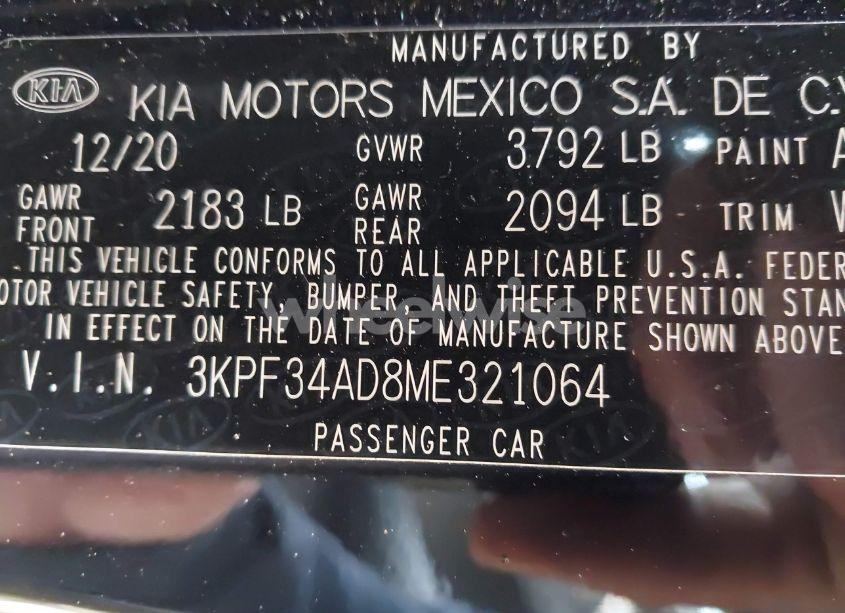 Photo 9 of 2021 Kia Forte GT-LINE (VIN 3KPF34AD8ME321064)