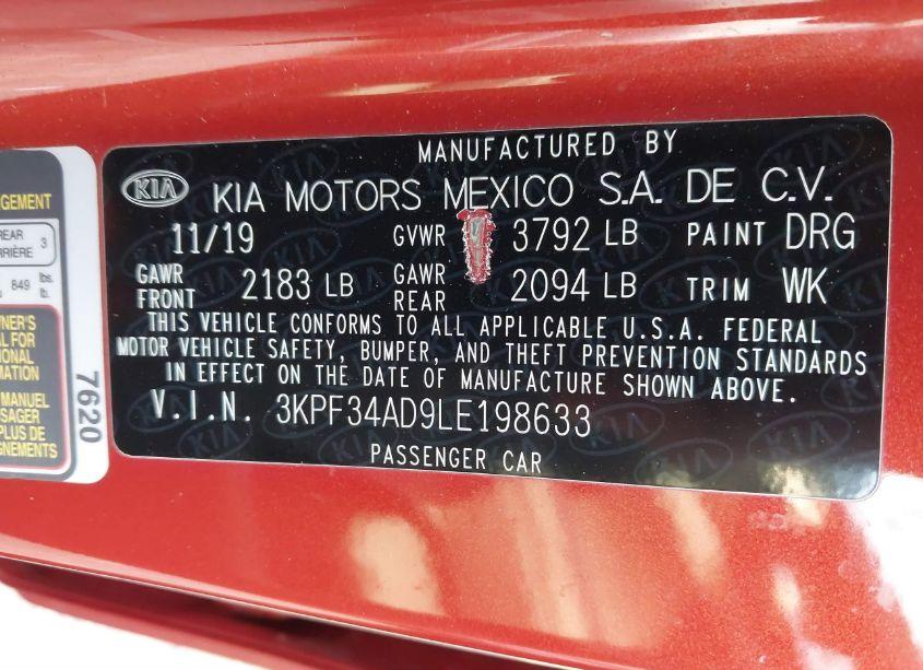 Photo 9 of 2020 Kia Forte GT-LINE (VIN 3KPF34AD9LE198633)