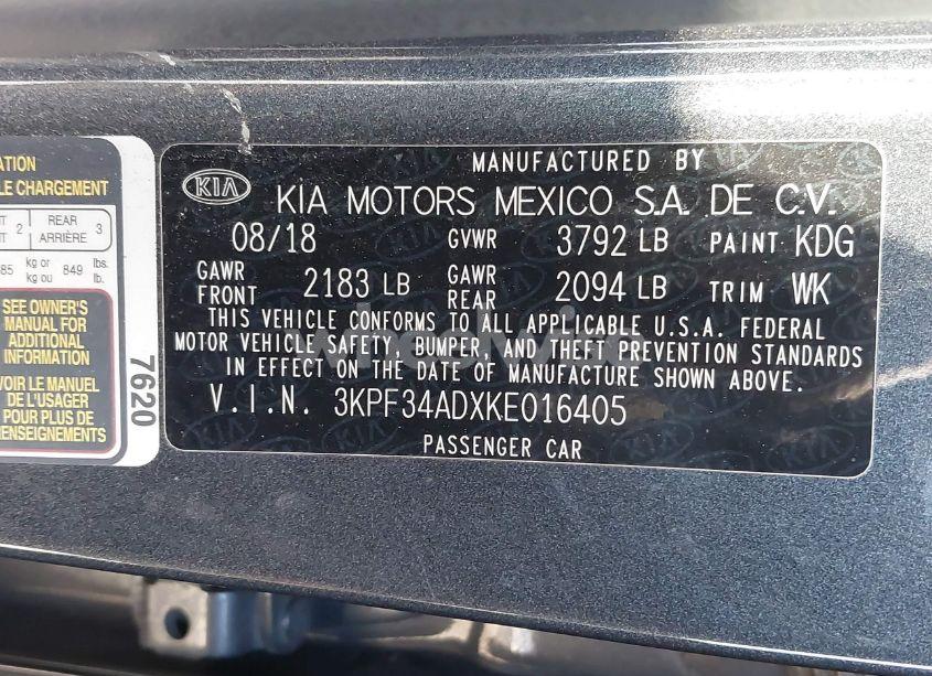 Photo 9 of 2019 Kia Forte S (VIN 3KPF34ADXKE016405)