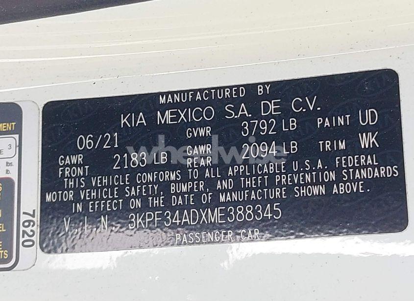 Photo 9 of 2021 Kia Forte GT-LINE (VIN 3KPF34ADXME388345)