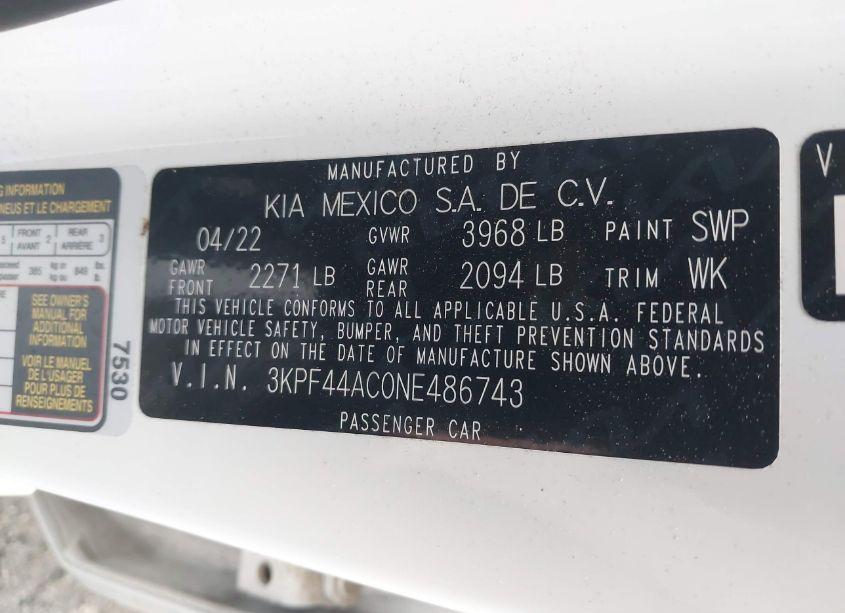 Photo 9 of 2022 Kia Forte GT (VIN 3KPF44AC0NE486743)