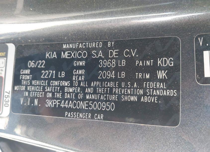 Photo 9 of 2022 Kia Forte GT (VIN 3KPF44AC0NE500950)
