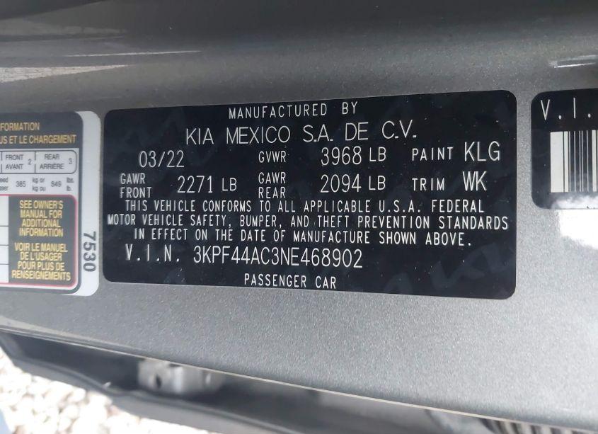 Photo 9 of 2022 Kia Forte GT (VIN 3KPF44AC3NE468902)