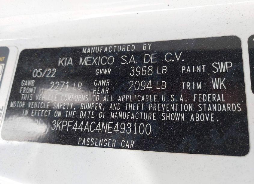 Photo 9 of 2022 Kia Forte GT (VIN 3KPF44AC4NE493100)