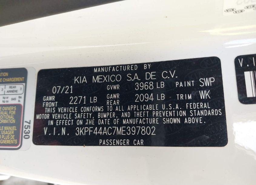 Photo 9 of 2021 Kia Forte GT (VIN 3KPF44AC7ME397802)