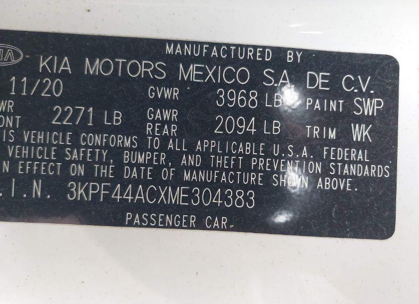 Photo 9 of 2021 Kia Forte GT (VIN 3KPF44ACXME304383)