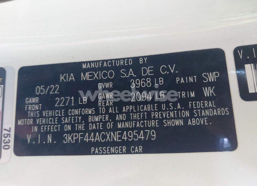 Photo 9 of 2022 Kia Forte GT (VIN 3KPF44ACXNE495479)