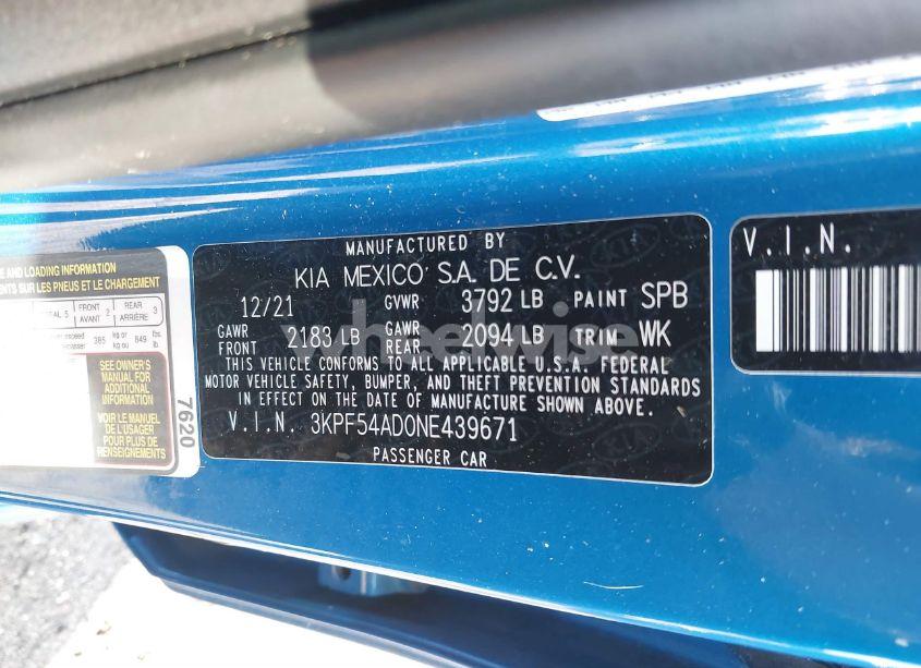 Photo 9 of 2022 Kia Forte GT-LINE (VIN 3KPF54AD0NE439671)