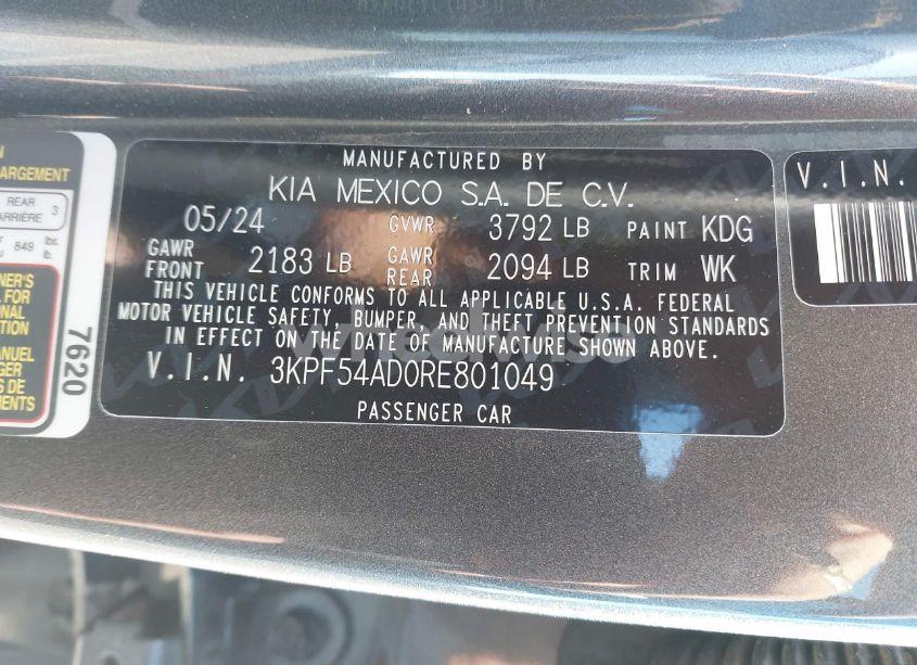 Photo 9 of 2024 Kia Forte GT-LINE (VIN 3KPF54AD0RE801049)