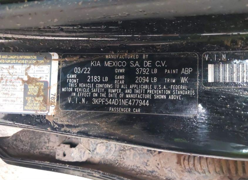 Photo 9 of 2022 Kia Forte GT-LINE (VIN 3KPF54AD1NE477944)