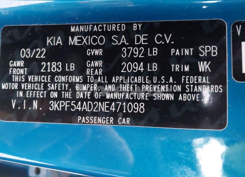 Photo 9 of 2022 Kia Forte GT-LINE (VIN 3KPF54AD2NE471098)