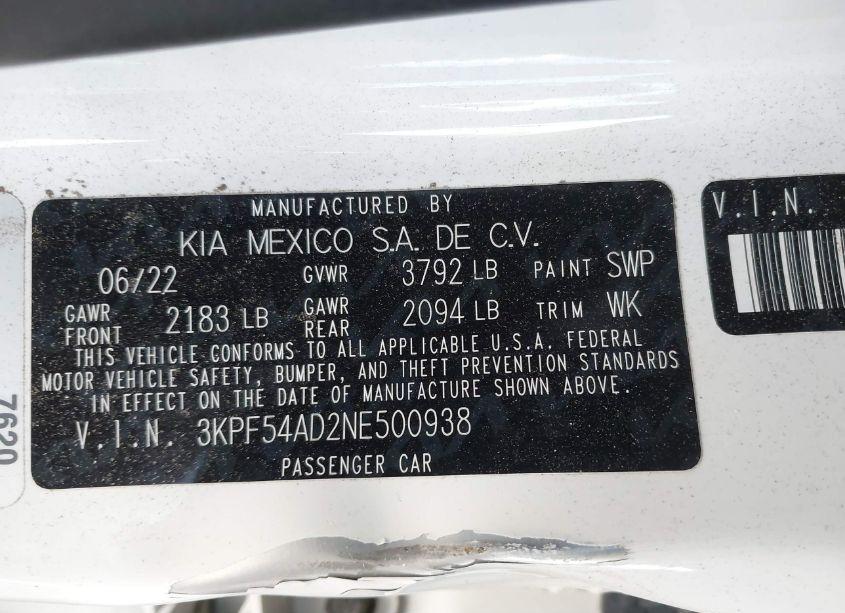 Photo 9 of 2022 Kia Forte GT-LINE (VIN 3KPF54AD2NE500938)