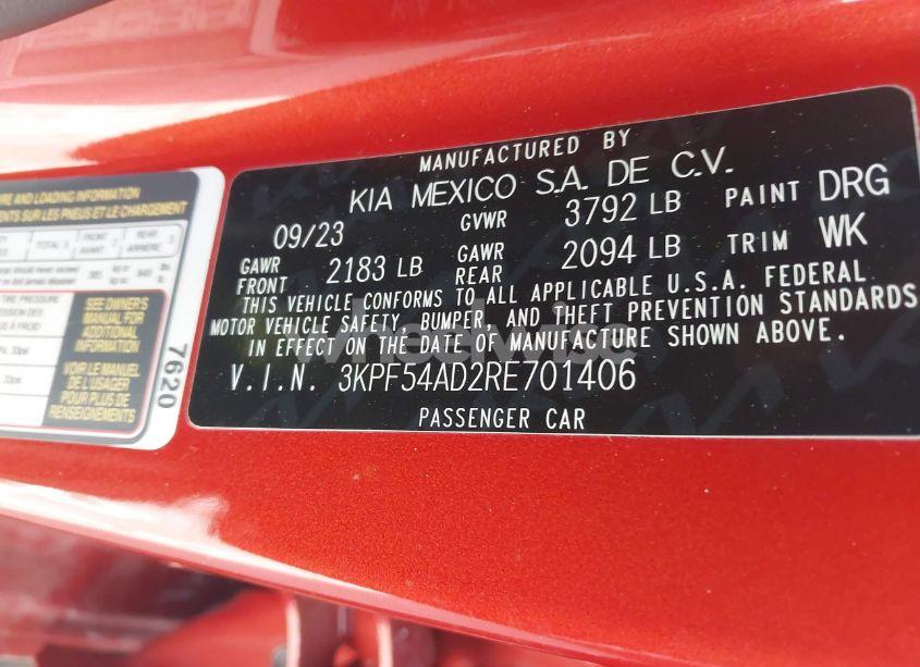 Photo 9 of 2024 Kia Forte GT-LINE (VIN 3KPF54AD2RE701406)