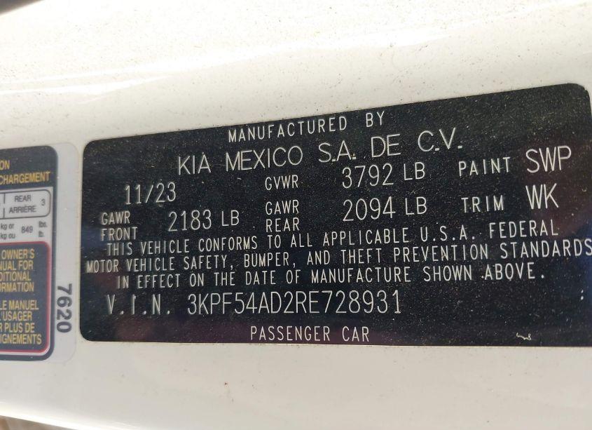 Photo 9 of 2024 Kia Forte GT-LINE (VIN 3KPF54AD2RE728931)