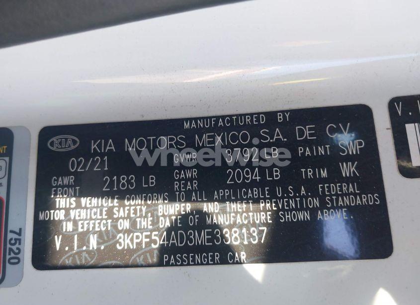 Photo 9 of 2021 Kia Forte EX (VIN 3KPF54AD3ME338137)