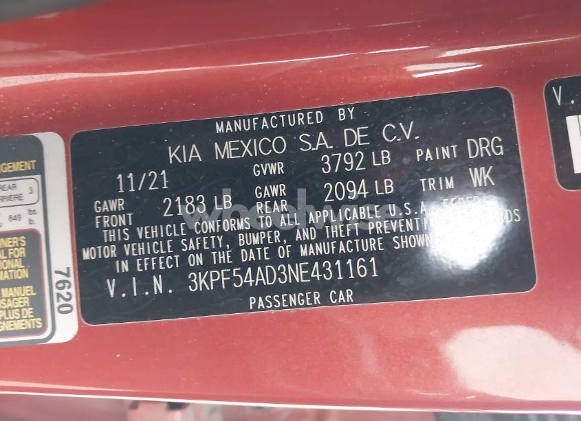 Photo 9 of 2022 Kia Forte GT-LINE (VIN 3KPF54AD3NE431161)