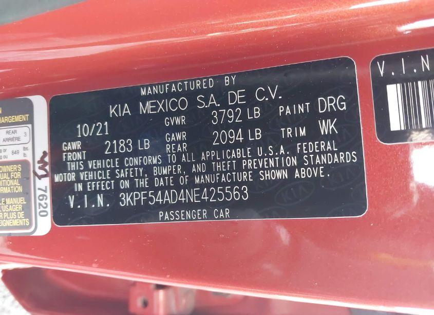 Photo 9 of 2022 Kia Forte GT-LINE (VIN 3KPF54AD4NE425563)