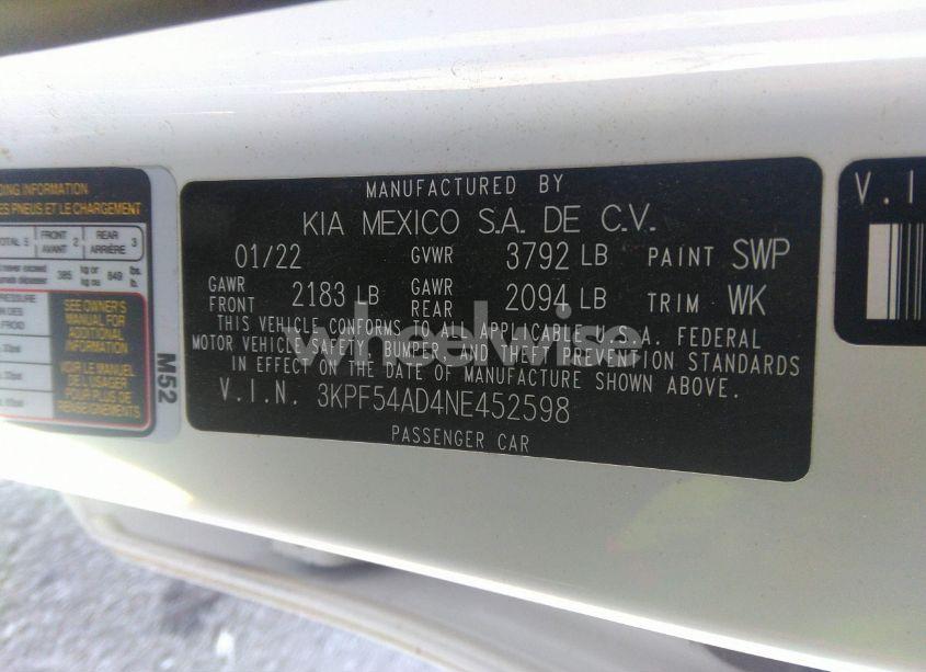 Photo 9 of 2022 Kia Forte GT-LINE (VIN 3KPF54AD4NE452598)
