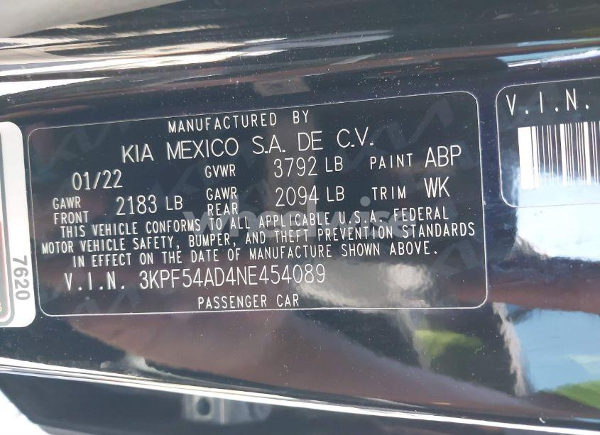 Photo 9 of 2022 Kia Forte GT-LINE (VIN 3KPF54AD4NE454089)