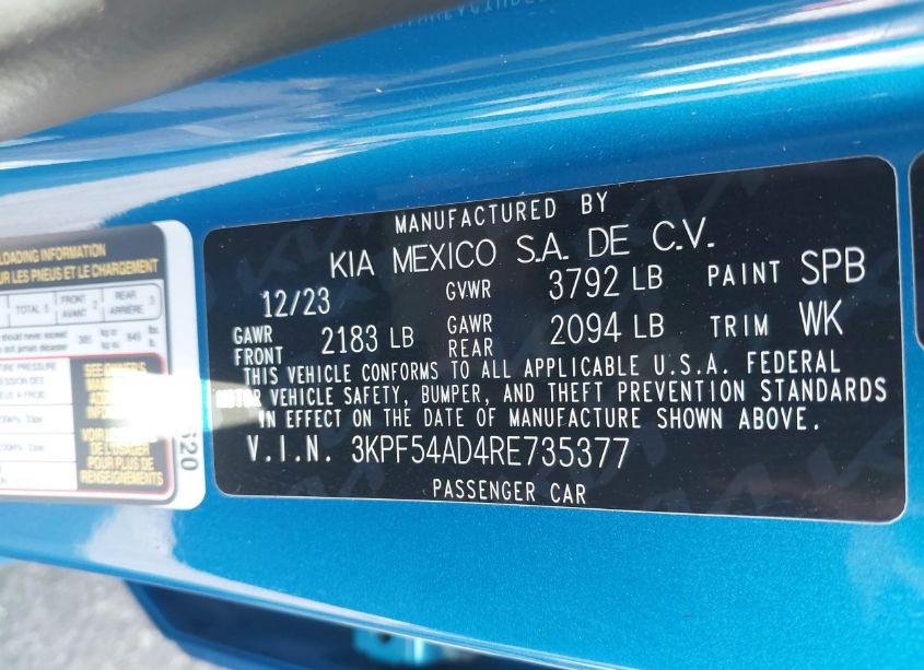 Photo 9 of 2024 Kia Forte GT-LINE (VIN 3KPF54AD4RE735377)