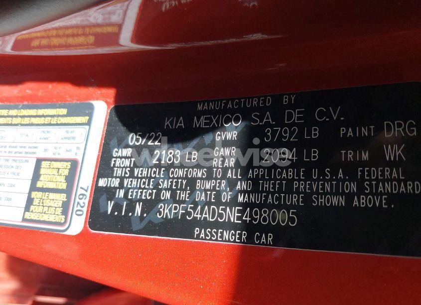 Photo 9 of 2022 Kia Forte GT-LINE (VIN 3KPF54AD5NE498005)