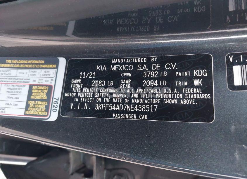 Photo 9 of 2022 Kia Forte GT-LINE (VIN 3KPF54AD7NE438517)