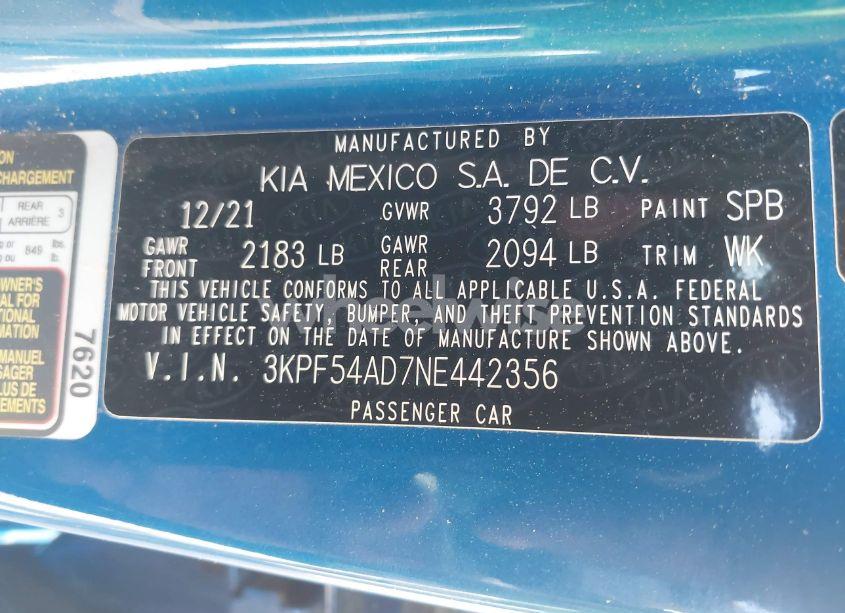 Photo 9 of 2022 Kia Forte GT-LINE (VIN 3KPF54AD7NE442356)
