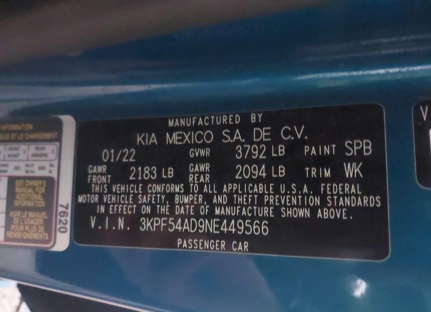 Photo 9 of 2022 Kia Forte GT-LINE (VIN 3KPF54AD9NE449566)