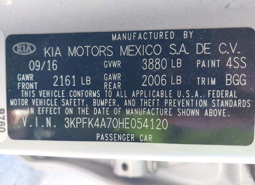 Photo 9 of 2017 Kia Forte LX (VIN 3KPFK4A70HE054120)