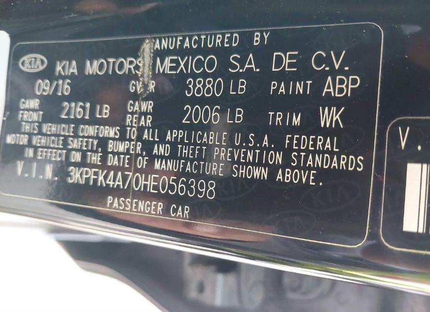 Photo 9 of 2017 Kia Forte LX (VIN 3KPFK4A70HE056398)