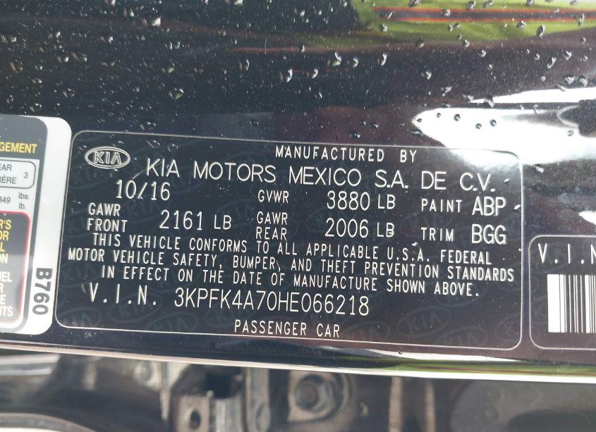 Photo 9 of 2017 Kia Forte LX (VIN 3KPFK4A70HE066218)