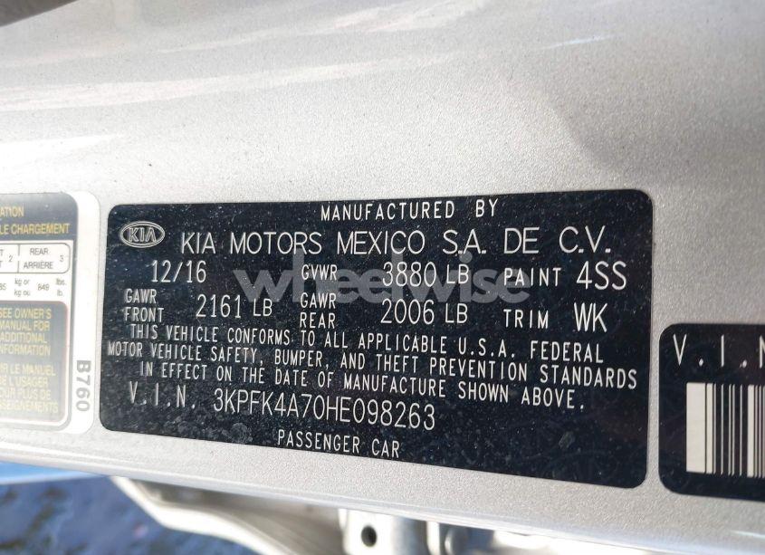 Photo 9 of 2017 Kia Forte LX (VIN 3KPFK4A70HE098263)