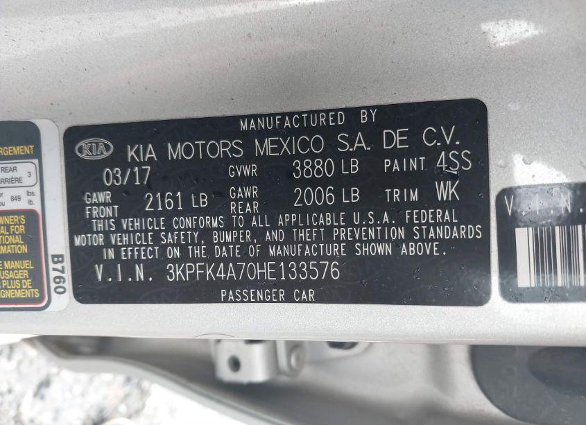 Photo 9 of 2017 Kia Forte LX (VIN 3KPFK4A70HE133576)