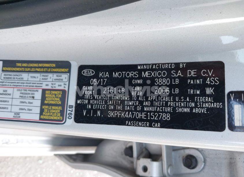 Photo 9 of 2017 Kia Forte LX (VIN 3KPFK4A70HE152788)