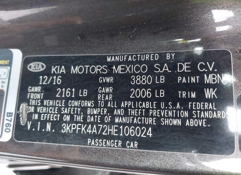 Photo 9 of 2017 Kia Forte LX (VIN 3KPFK4A72HE106024)