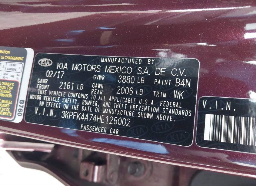 Photo 9 of 2017 Kia Forte LX (VIN 3KPFK4A74HE126002)