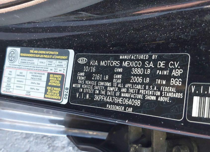 Photo 9 of 2017 Kia Forte LX (VIN 3KPFK4A76HE064098)