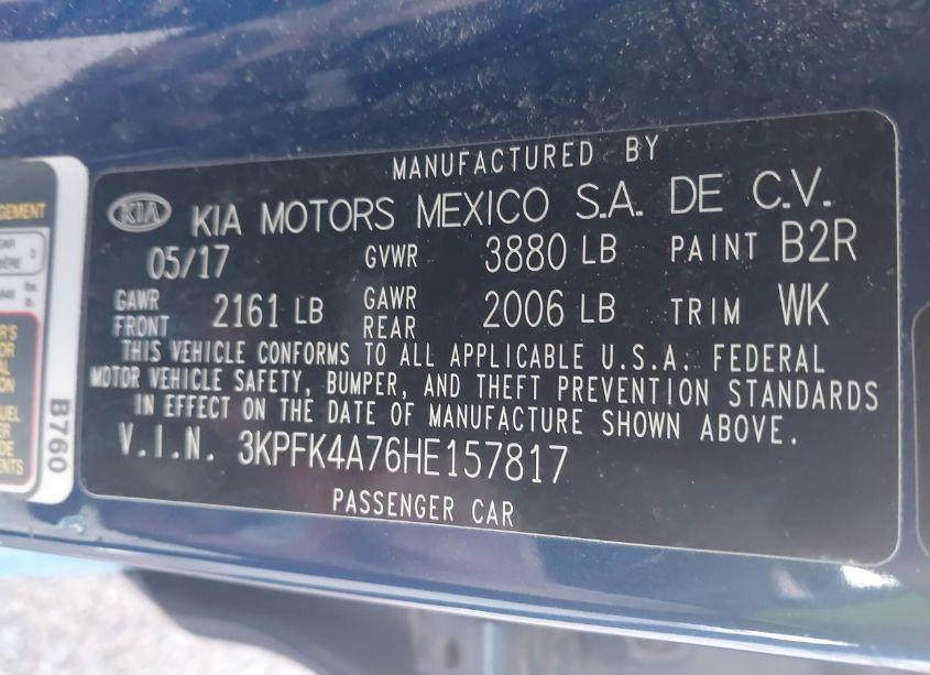 Photo 9 of 2017 Kia Forte LX (VIN 3KPFK4A76HE157817)
