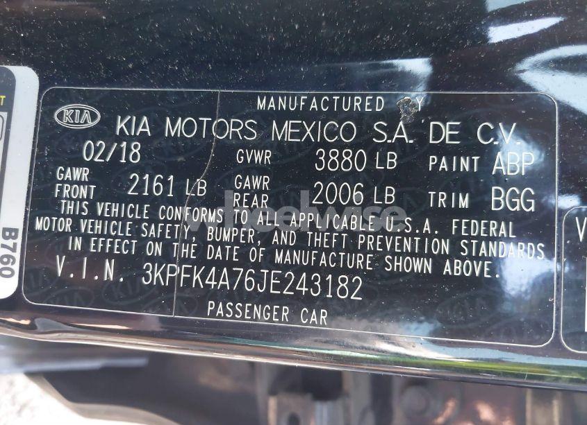 Photo 9 of 2018 Kia Forte LX (VIN 3KPFK4A76JE243182)